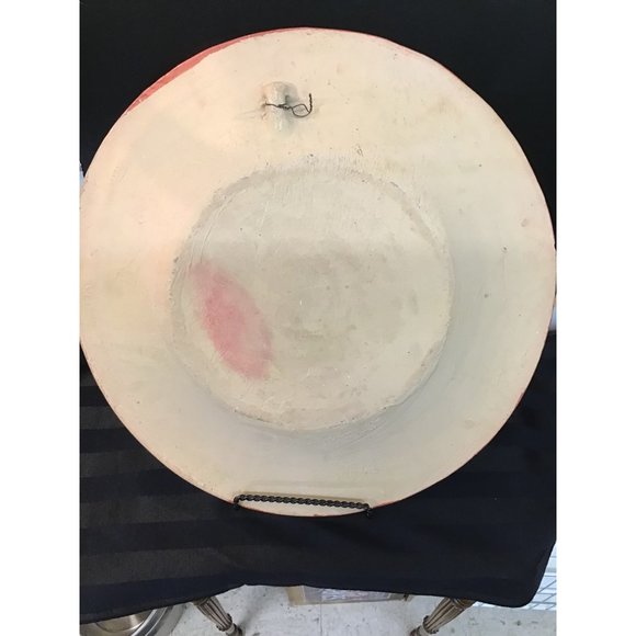 Vintage Mexican Tonala Burnished Pottery Charger Plate Signed Hanging Giraffe Ow - Picture 6 of 7